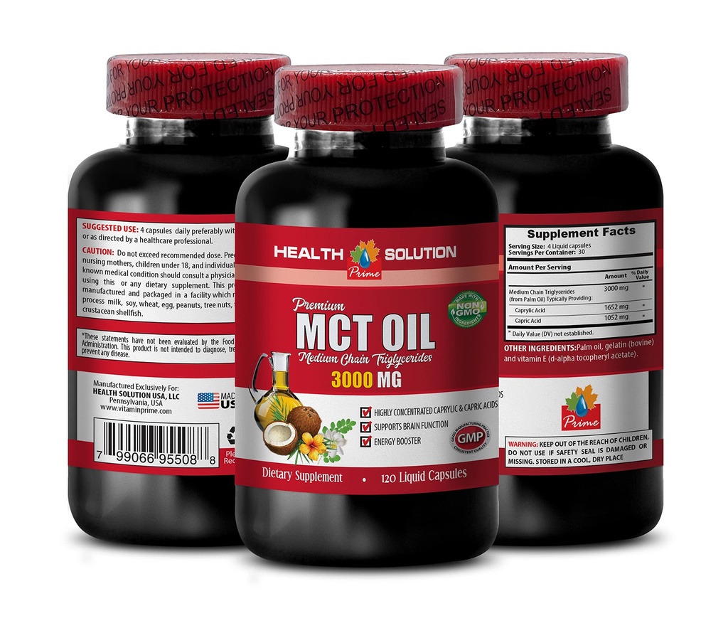 Immunsystem Booster - MCT Oil 3600MG, 100% Pure - Medium Chain Triglyceride, mct Oil Supplement softgels, mct Oil Pills Organic, mct Oil Capsules, mct Oil Pills, mct Oil Pills, mct Oil - 1 Flasche (120 Softgels)