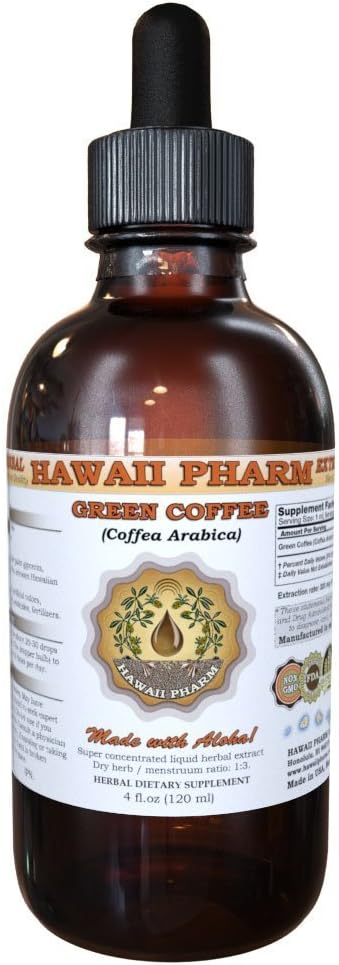 HawaiiPharm Green Coffee Liquid Extract, Green Coffee (Coffea Arabica) Bean Powder Tinture Supplement 2 oz