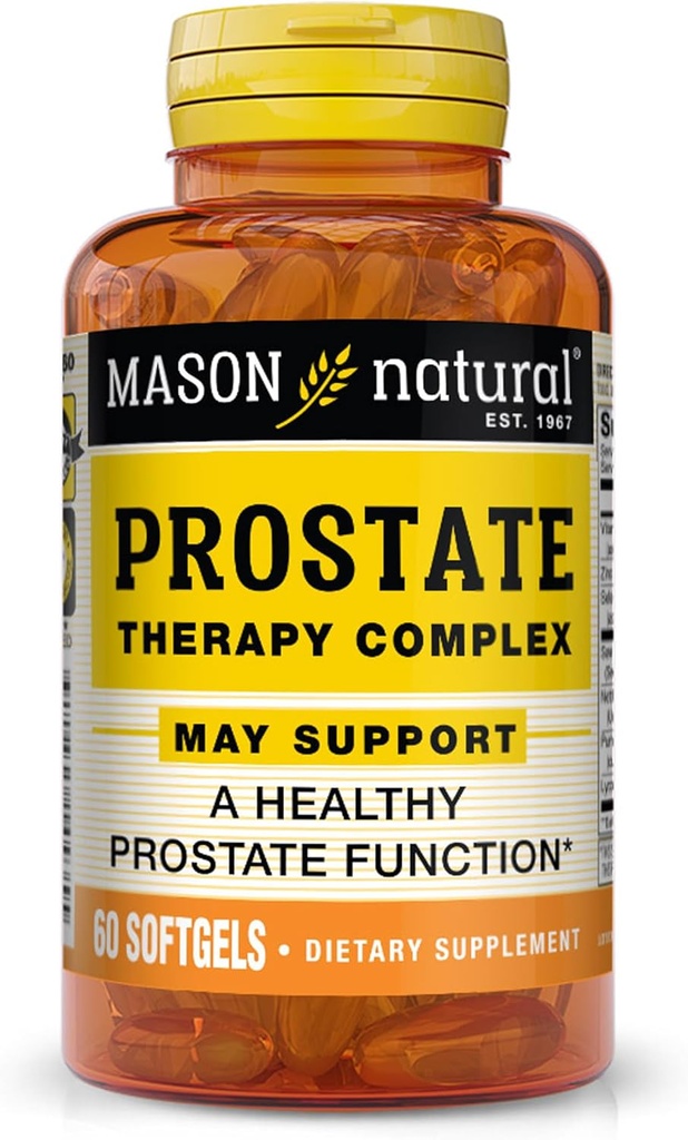 MASON NATURAL Prostata-Therapie-Komplex mit Saw Palmetto, Nettle Root & Kürbis Seed Oil - Unterstützt eine gesunde Prostata-Funktion*, 60 Softgels