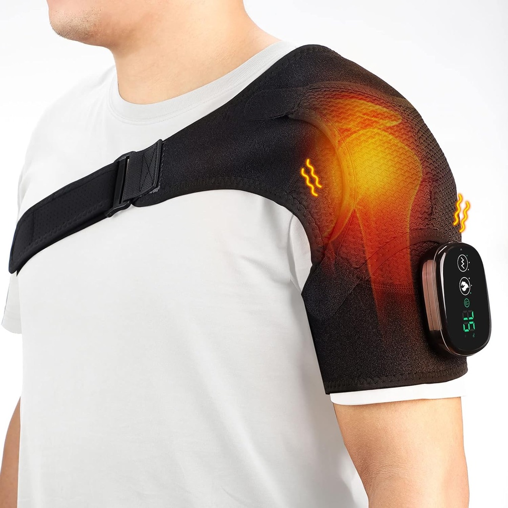 Plaque chauffante sans fil, bretelle chauffante avec vibration, masseur d'épaule pour hommes Femmes