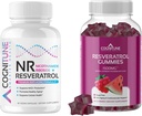 Supplément au vieillissement en santé - Complexe Ribsoside de la nicotinamide et Gommies de resvératrol - Formule anti-vieillissement 5-en-1 et Gommies de resvératrol