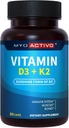 Vitamin D3 K2 Supplement 5000 IU & 200 mcg - Hohe Absorption D3, Patentiertes MK7 & MK4, Herzgesundheit, Immununterstützung, 90 vegetarische Kapseln