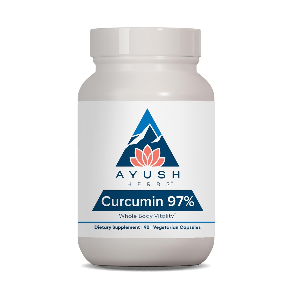 Ayush Kräuter Curcumin 97% - Curcumin Ergänzungen, Premium Turmeric Root Supplement, Curcuminoide für Frauen und Männer, Erwachsene, Premium Joint Support, Stärke & Vitalität - 90 Vegetarische Kapseln (1 Zähler)