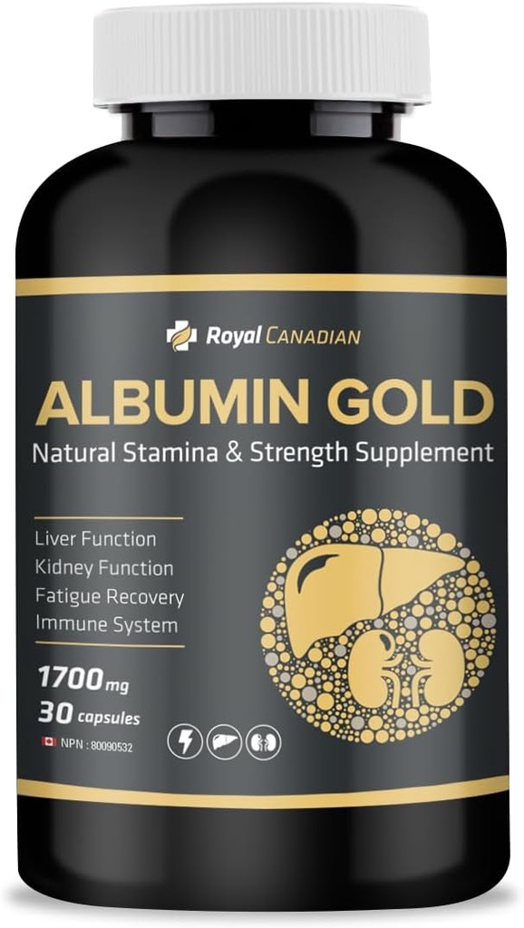 Royal Canadian Albumin Gold 1700mg | Liver Funktion | Nierenfunktion | Fatigue Recovery | Immunsystem (30 x 1700mg Kapseln)