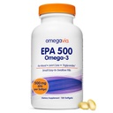 OmegaVia EPA 500, supplément d'huile de poisson Omega-3 purifié, 500 mg EPA sous forme de triglycéride, huile de poisson sans Burpless, non OGM, sans gluten, IFOS 5-Star, 120 Softgels
