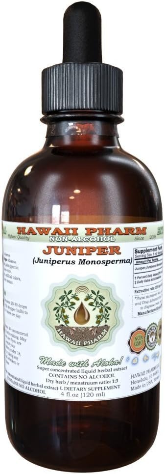 Juniper Alkoholfreie Flüssigextrakt, Bio Juniper (Juniperus Monosperma) Getrocknete Berry Glycerite Hawaii Pharm natürliche Kräuterergänzung 4 oz