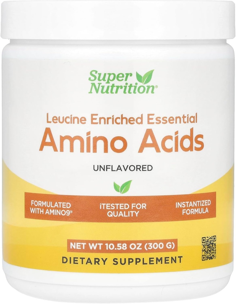 SuperNutrition Leucine Enriched Essential Amino Acids with L-Leucin, L-Lysin, L-Threonin und L-Isoleucin, Unflavored, 10.58 oz (300 g)