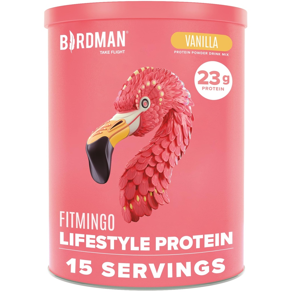 BIRDMAN Fitmingo Vegan Protein Pulver mit Inositol, Collagen Boosters, Hyaluronsäure und Vitamine | Low Carb, Dairy Free, Low Calorie | 23g Plant Based Blueberry Protein Pulver mit Myo-Inositol