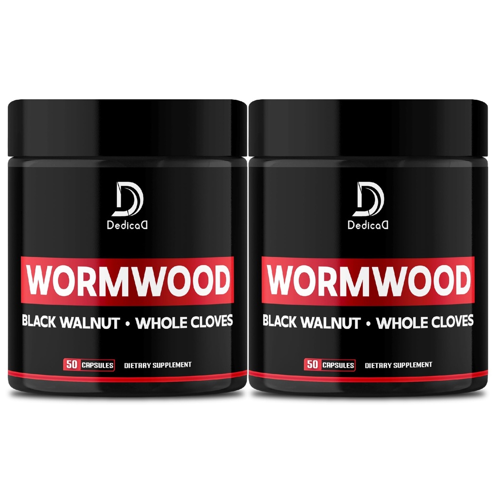 Wormwood Capsules - 12 Kräuter gemischt Black Walnut, Cloves, Ginger, Turmeric, Cinnamon, Apple, Quassia - 2 Packungen 50 Kapseln