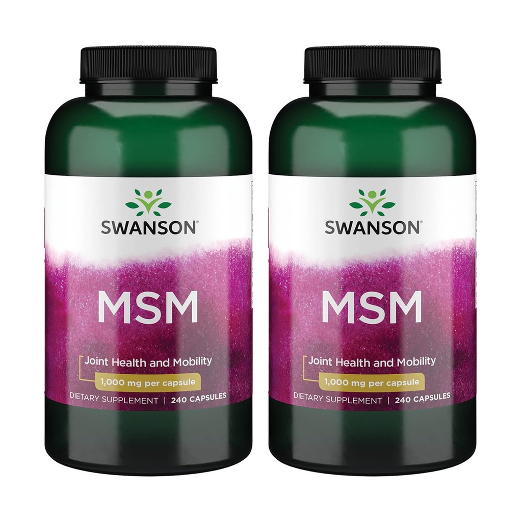 Swanson MSM - Essential Minerals Förderung der Mobilität & Joint Health Support - Hilft, Connective Tissue Health einschließlich Knorpel, Collagen, & Hair - (240 Kapseln, je 1000mg) 2 Pack