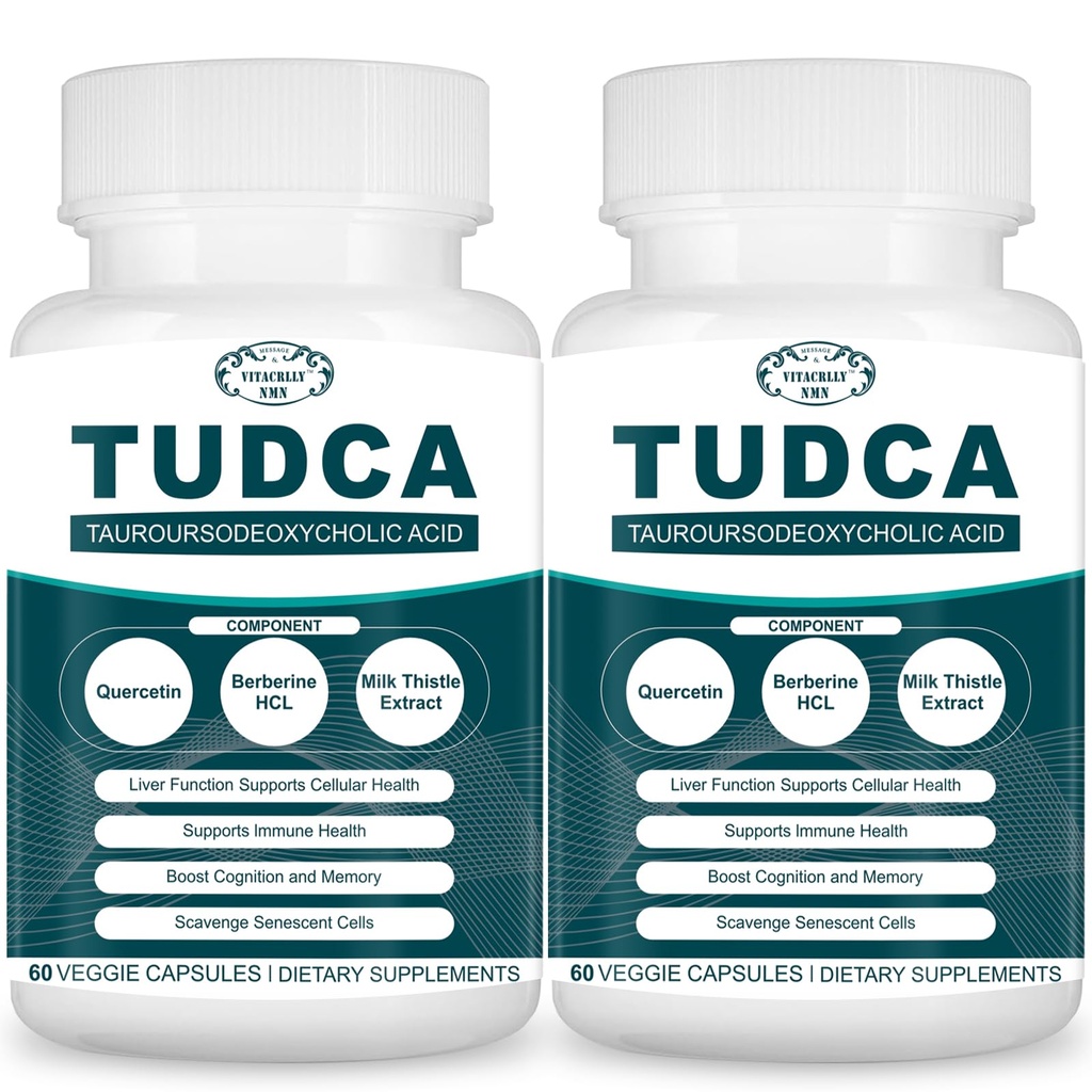 2200MG Suppléments hépatiques TUDCA - Complexe de supplément de sels de bile pour la désintoxication du foie et nettoyage, nettoyage Gallbladder, santé digestive 120 Capsules