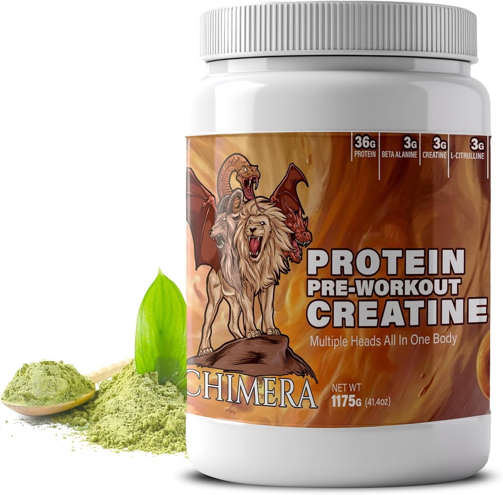 CHIMERA All-in-One Protein & Pre-Workout Pulver - 36g Protein, 3g Kreatin, Non-GMO, Sugar-Free, Low Sodium, Natürliche Koffein aus Matcha, keine künstlichen Geschmacksrichtungen