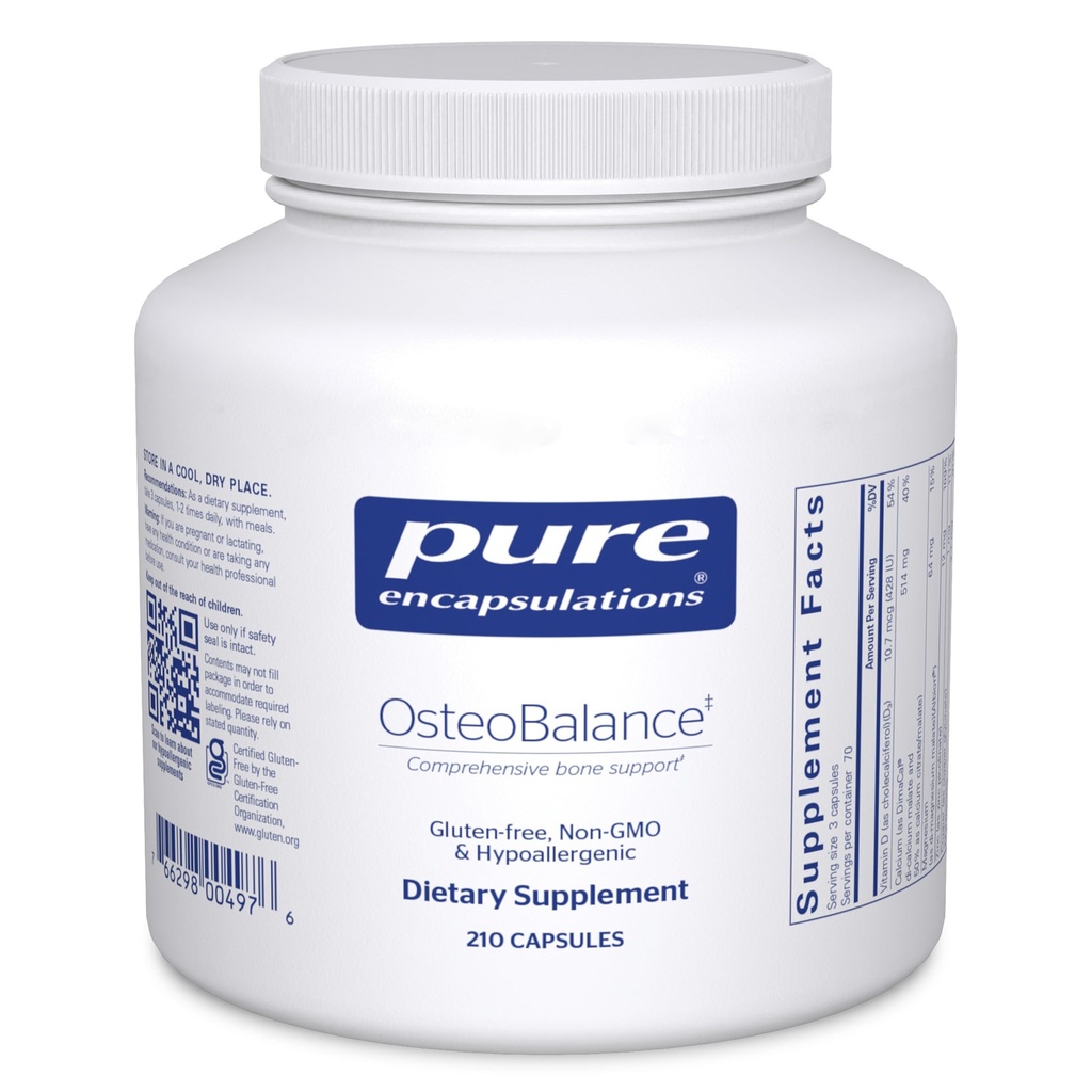 Pure Encapsulations OsteoBalance | Hypoallergene Ergänzung zur Förderung der Calciumabsorption und Verbesserung der gesunden Knochenmineralisierung* | 210 Kapseln