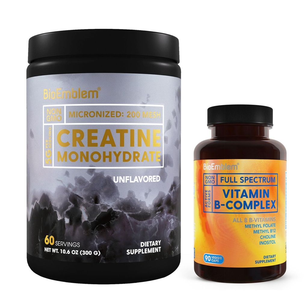 BioEmblem Vitamin B-Komplex und Kreatin Monohydrat Pulver