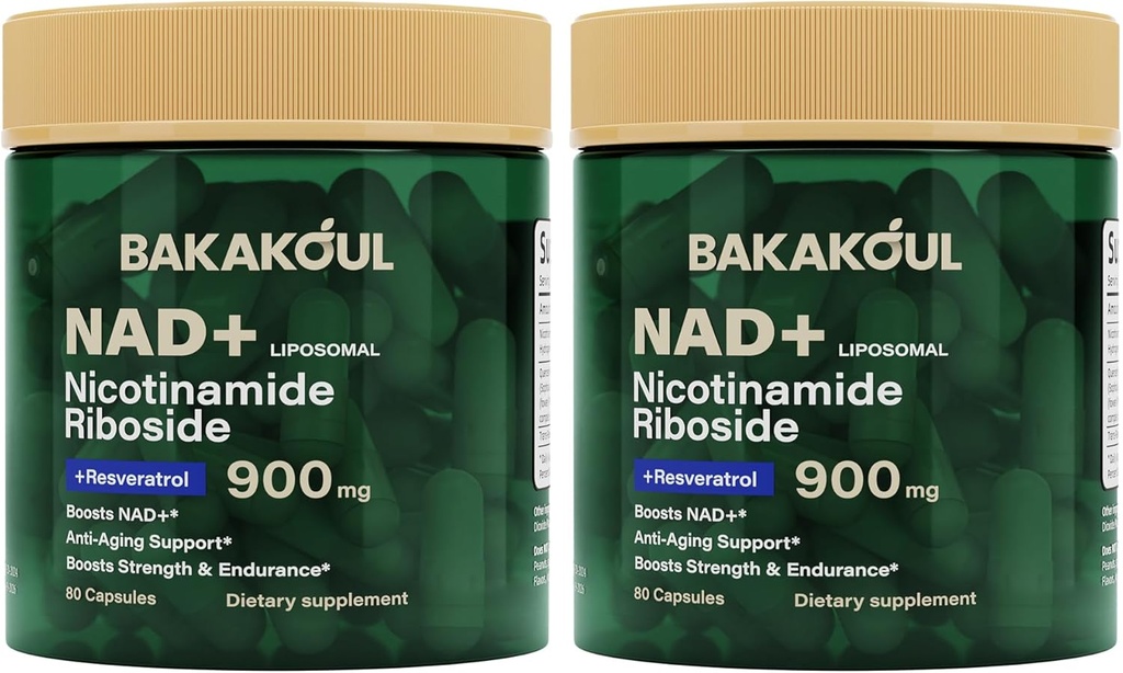 NAD Ergänzung - Liposomal Nicotinamid Riboside, Resveratrol, Quercetin, NAD Nicotinamid Riboside Resveratrol 900mg, NAD+ Ergänzung für Männer und Frauen, 80 Kapseln 2 Pack