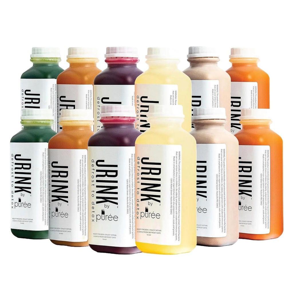 JRINK von Purée Intermediate Juice Cleanse, Cold Pressed Detox Drink mit Organic 2 Day-Healthy Gemüse und Fruchtsaft, Frozen Pressed Juice Cleanse, 12 Flaschen, 16oz Jeder