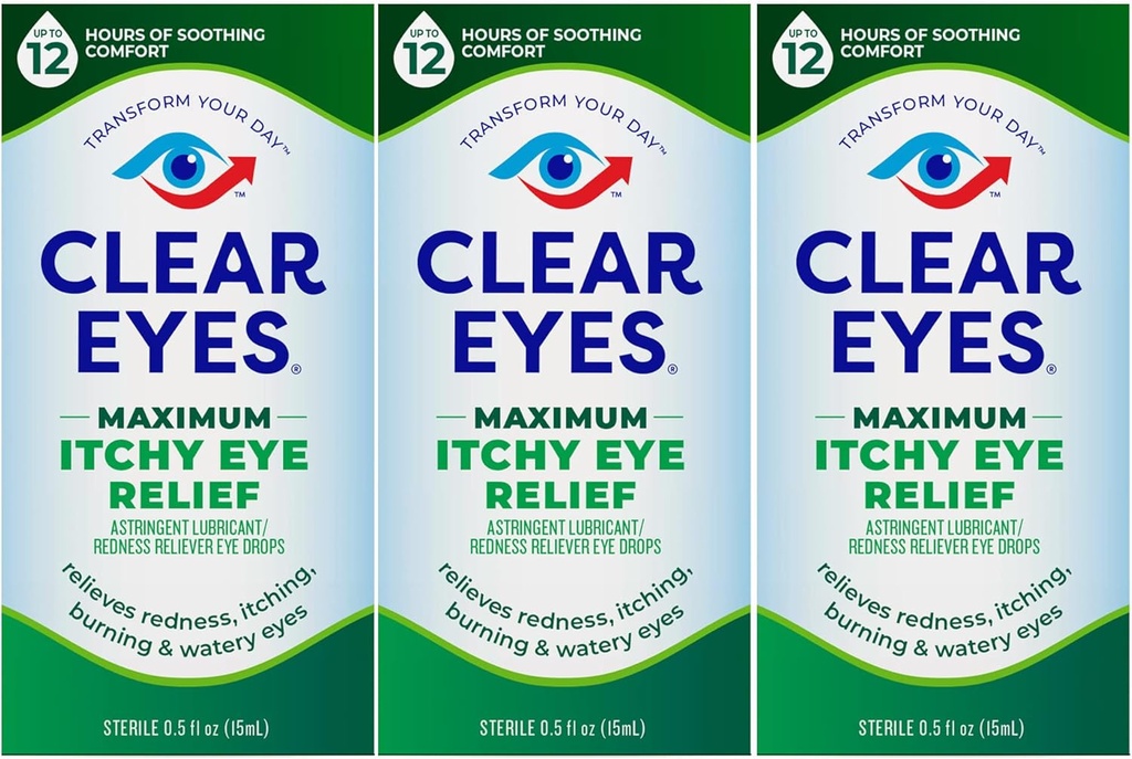 Klare Augen Maximale juckende Augenentlastung Augentropfen, 0,5 Fl Oz (Pack von 3)