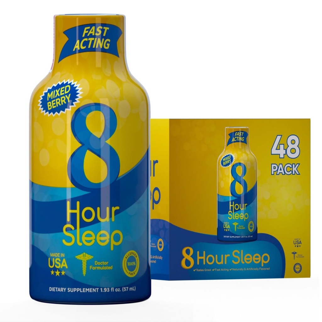 Vitamin Energy 8-Hour Sleep Shot Mixed Berry 48 Pack, Melatonin, 5-HTP, GABA, Valerian, Lavender, Schlafhilfe Unterstützung, Tiefe Erholung & Entspannung, Zero Sugar, Glutenfrei, Vegan, Kosher, 1.93 fl oz