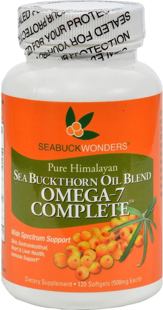 Seabuck Wonders Sea Buckthorn Oil Blend - 500 mg - Omega 7 Complete - Natural - Gluten Free - 120 Softgels (Pack von 2)