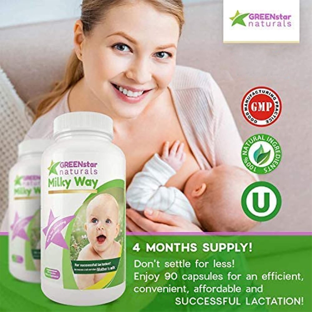 Stillende Ergänzung Lactation Unterstützung für erhöhte Brustmilch, Lactation Ergänzung Kapseln mit Milch Thistle Organic Fenugreek Seeds, Moringa Powder, Brustmilch postnatales Vitamin Für Mütter.