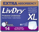 LivDry Adult XL Inkontinenz Unterwäsche, Extra-Absorbenz Erwachsene Windeln, Leckschutz, X-Large, 14-Pack