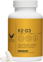 High Level K2D3, Vitamin K2 & D3 Ergänzung mit BioPerine Black Pepper, Dual Action Complex für Herz, Knochen, Immununterstützung, 5000 IU D3, 100 mcg K2, Vegetarisch, 60 Veggie Kapseln