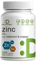 Deal Supplement Zink 50mg mit Selen + Kupfer, 240 Kapseln, 8 Monate Versorgung, 3 in 1 Mineralformel, Zink Picolinat Complex Supplement, Unterstützt gesundes Immunsystem für Erwachsene und Kinder