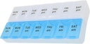 Pill hebdomadaire de 7 jours AM PM Organisateur, ShysTech Grande Pill Case Box pour pilules/vitamine/Suppléments/médication (bleu/blanc)