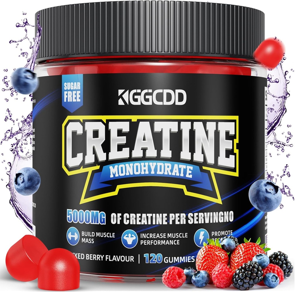 Kreatin Monohydrate Zuckerfrei, 5g Kreatin Monohydrat pro Servieren für Muskel Maximalstärke, Energie Fokus Ausdauer, Kreatin Ergänzungen für Frauen Männer 120Count Mixed Berry
