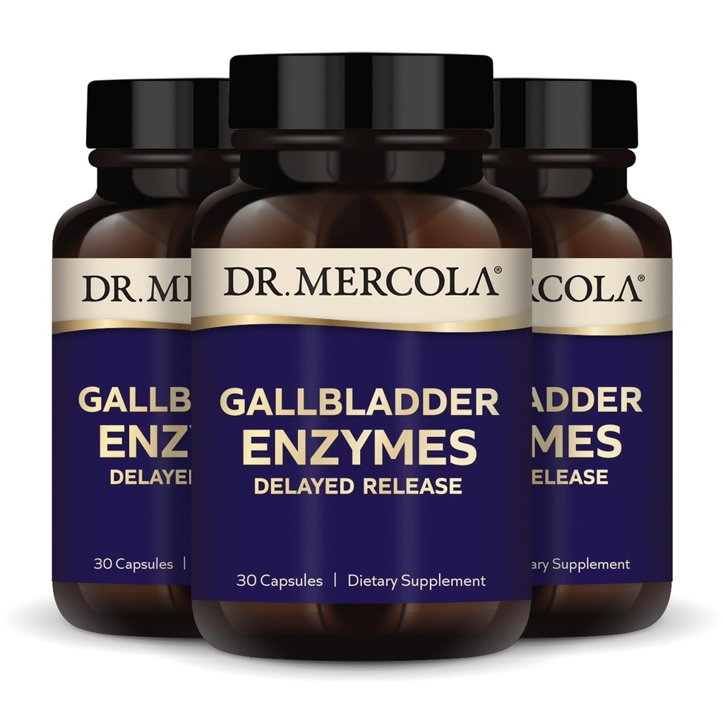 Dr. Mercola Gallbladder Enzymes - Gallbladder & Digestive Health Support - Inklusive Pankreasprotease, Amylase & Lipase - Non-GMO, Gluten-Free & Soy-Free - 90 Delayed Release Capsules (90 Servings)
