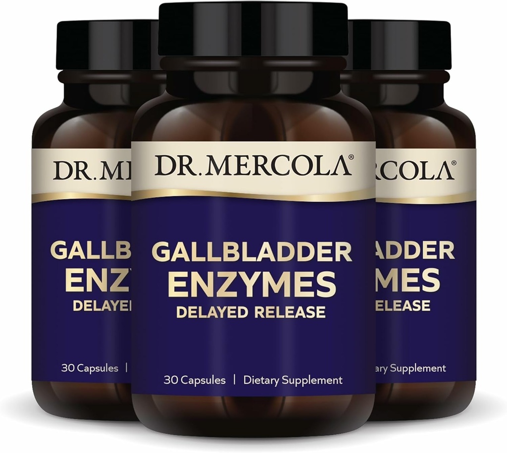 Dr. Mercola Gallbladder Enzymes - Gallbladder & Digestive Health Support - Inklusive Pankreasprotease, Amylase & Lipase - Non-GMO, Gluten-Free & Soy-Free - 90 Delayed Release Capsules (90 Servings)