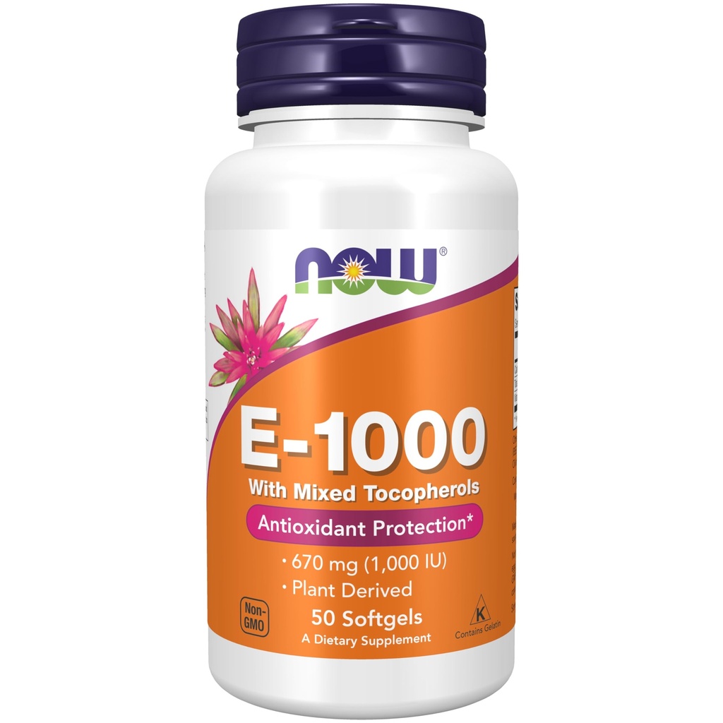 JETZT Nahrungsergänzungsmittel, Vitamin E-1.000 IU Gemischte Tocopherole, Antioxidantienschutz*, 50 Softgels