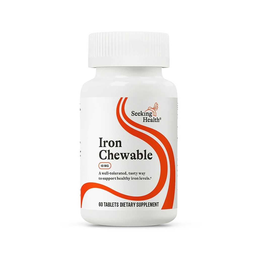 Seeking Health Iron Chewable - Mineralische Ergänzung zur Unterstützung gesunden Stoffwechsel - Supplement Aids Muskelfunktion bei Männern und Frauen - Energieunterstützung Ergänzung - 10 mg, 60 Tabletten