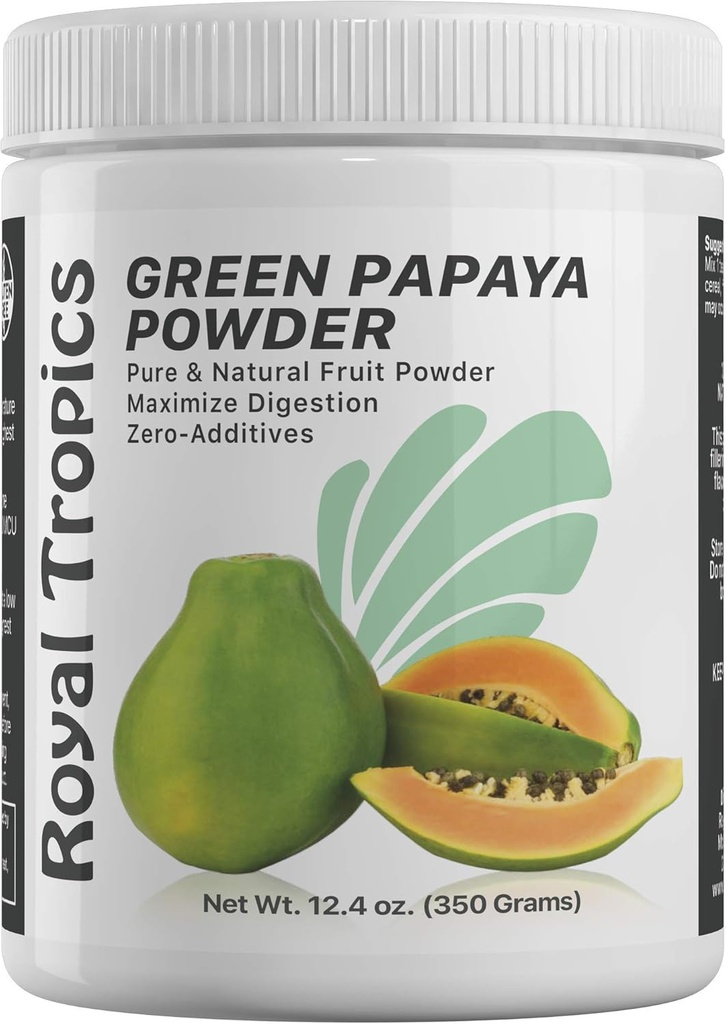 Royal Tropics Green Papaya Powder. Enzyme für Verdauungsunterstützung.
