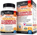Vitamin B Complex with Vitamin C for Maximum Absorption - Methylcobalamin b12 & Folate Folic Acid Supplement - B1 B2 B3 B5 B6 B7 B9 for Immune Energy & Nervous System Support - Non-GMO, 60 count