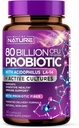 80 Million CFU Probiotic - Supplément de santé quotidienne pour les hommes et les femmes - Lactobacillus acidophilus, Bifidobacterium et prébiotiques - Non-OGM, sans gluten et sans produits laitiers, plateau-stable - 30 capsules