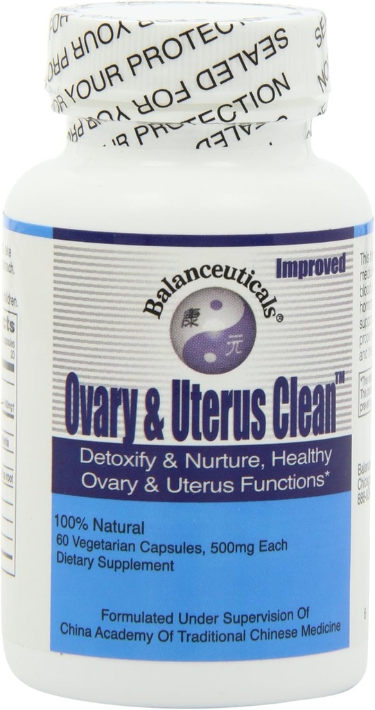 3 Set von 60 Count Balanceuticals Ovary & Uterus Clean, 500 mg Nahrungsergänzungskapseln