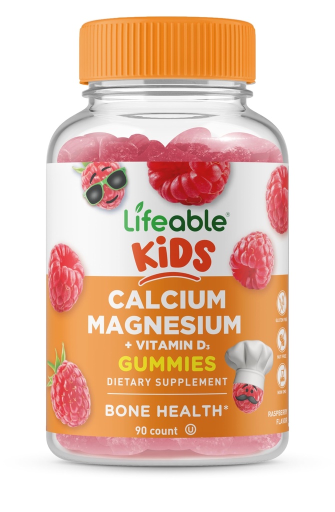 Lebensfähige Kinder Calcium Magnesium und Vitamin D Gummies | Große Verkostung Kinder Calcium Gummies | für Zahn und Knochen Gesundheit | Knochenstärke Ergänzungen für Kinder | 90 Gummies