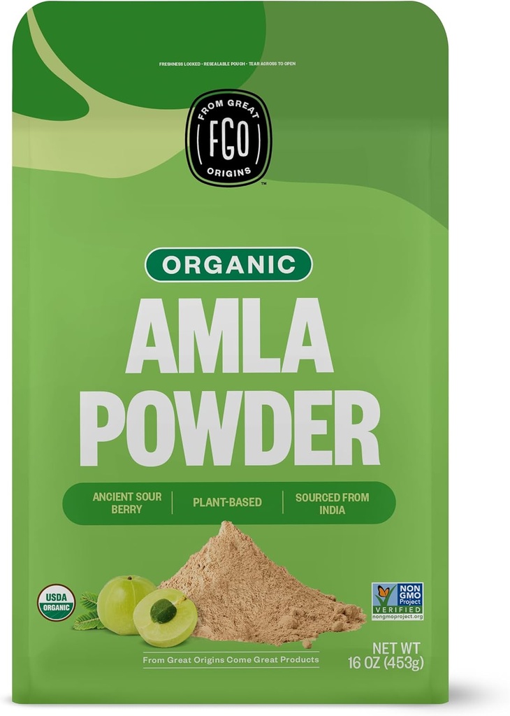 FGO Organic Amla Powder (Amalaki), 100% Raw aus Indien, 16oz (Pack von 1)