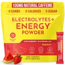 Keto Vitals Electrolyte Energy Drink Powder Packets - Supplément Electrolyte pour l'énergie et la réhydratation - Powder Packets de pastèque de fraise Keto, 30 Compte