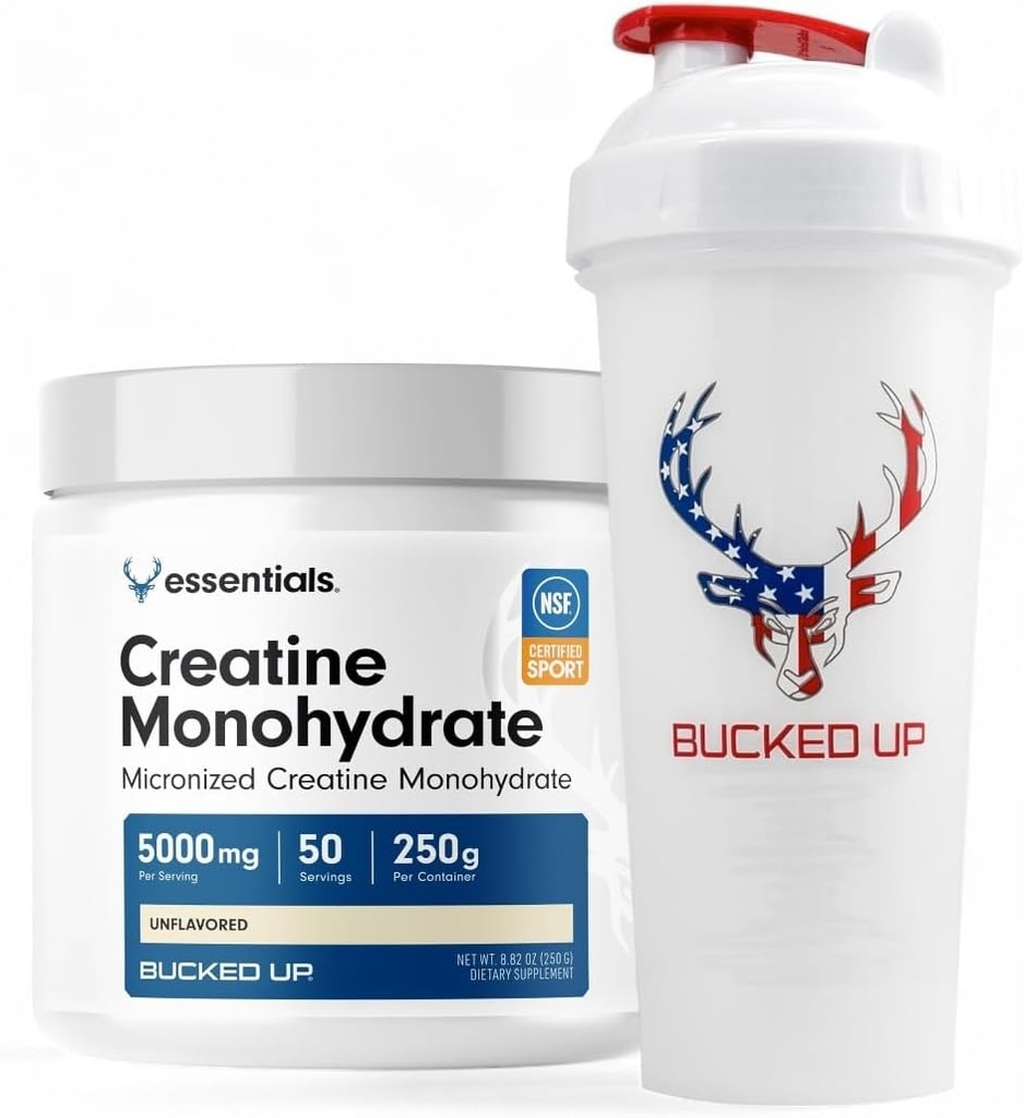 Aufgeknickte Creatine & Shaker Bundle – Micronized Creatine Powder (250g, 50 Portionen) + 28oz Leak-Proof BPA-Free Shaker Bottle for Optimal Mixing
