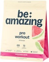 BE AMAZING Pre Workout Powder, Vegan Ergänzung mit 125mg Natürliche Koffein, Ashwagandha und Adaptogene, Sugar Free Drink Mix für Männer und Frauen, Glutenfrei, Non GMO, Watermelon Candy, 30 Servierungen