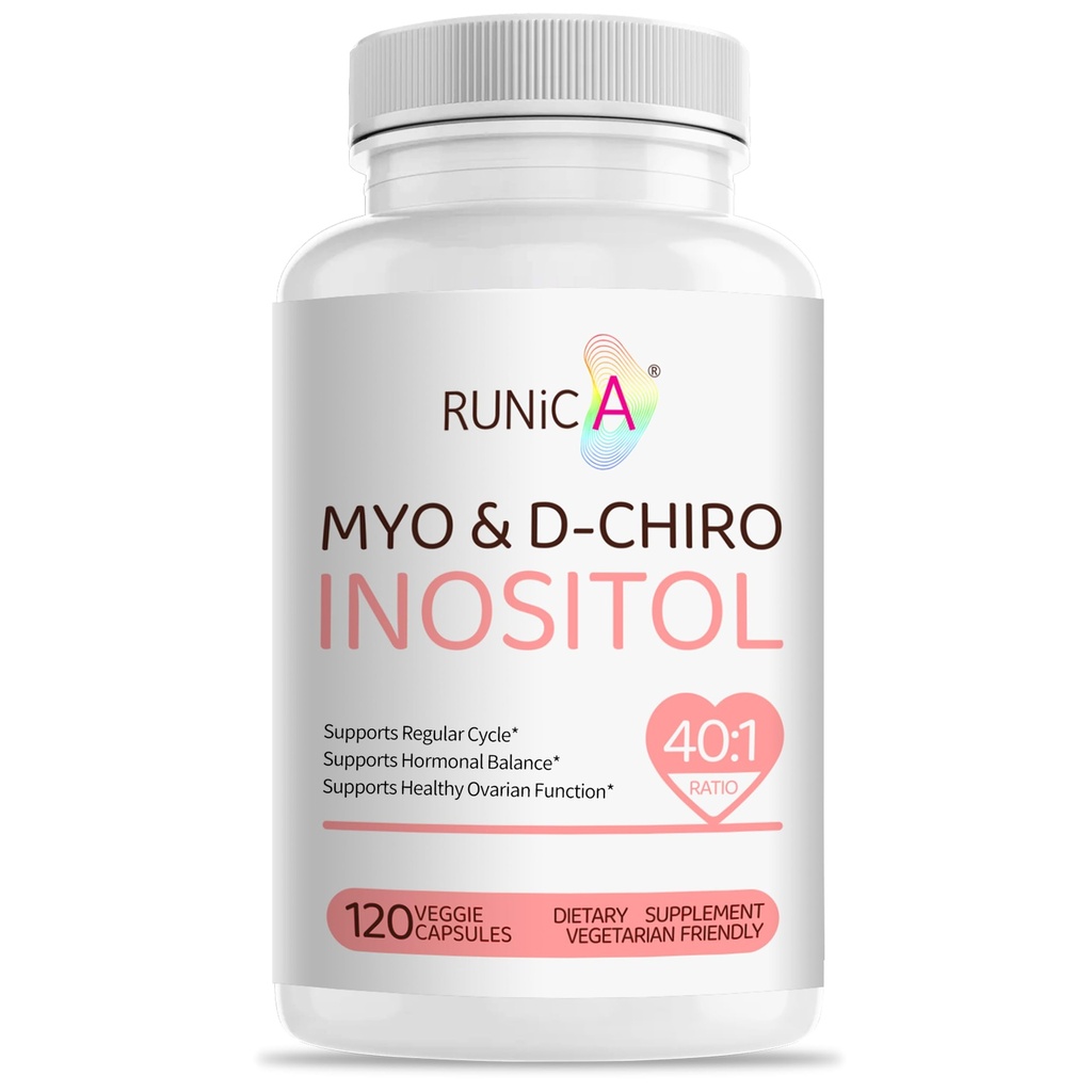 Myo-Inositol & D-Chiro Inositol Supplément pour femmes - Idéal rapport 40:1 -Support Hormone Balance & Fertilité & Santé Ovarienne - Capsules en Poudre Vegan - 120 Capsules 30 jours d'approvisionnement
