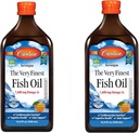 Carlson - L'huile de poisson la plus fine, 1600 mg Oméga-3s, supplément d'huile de poisson liquide, huile de poisson norvégienne, sauvage, huile de poisson d'origine durable liquide, orange, 16,91 Fl Oz (paquet de 2)