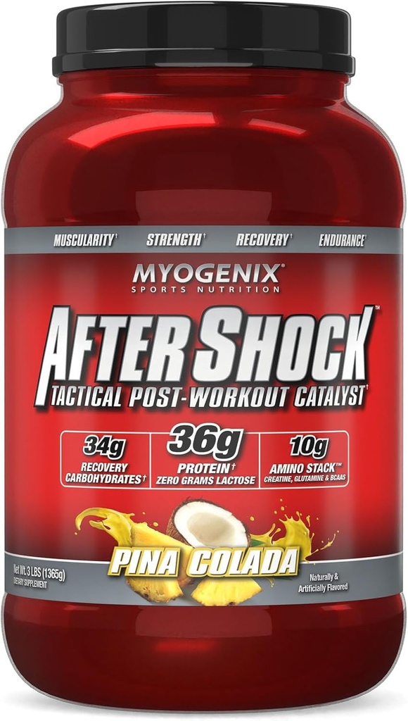 Myogenix Après l'entraînement — Croissance musculaire Poudre de protéines de lactosérum — Accélération de la croissance et de la récupération musculaires — Soutient la santé articulaire et rétablit le glycogène — Pina Colada, 3 lbs