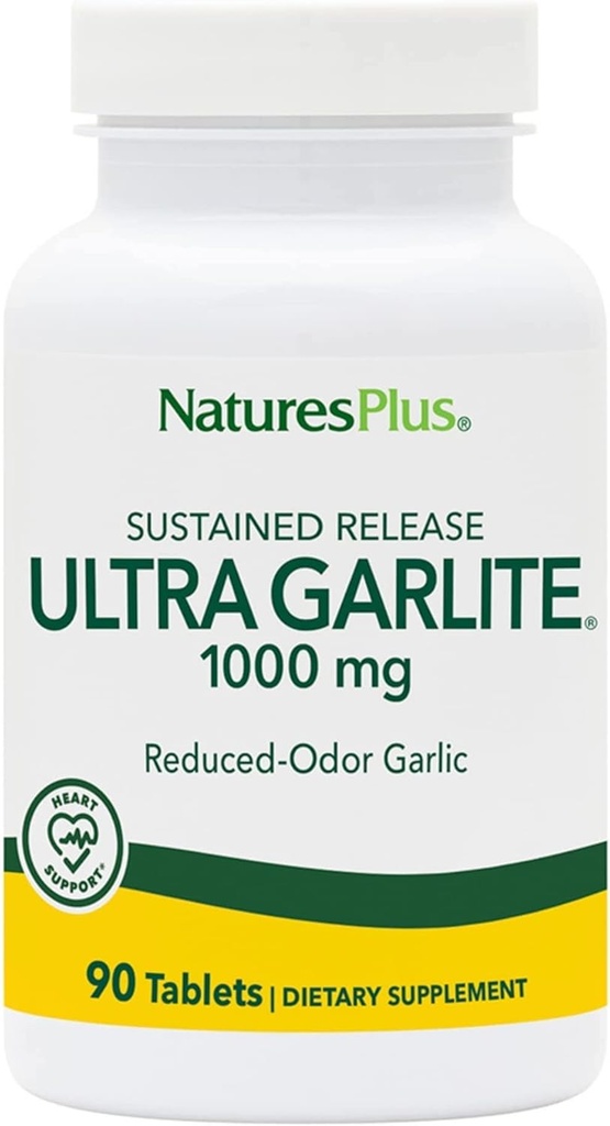 NaturesPlus Ultra Garlite 1000 mg - 90 Tabletten - Reduzierte Knoblauch - Ernährungsunterstützung für frei-Radische Verteidigung & Immungesundheit - Sustained Release - 90 Servierungen