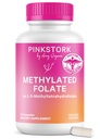 Rosa Storchfolat: Methylfolat - MTHFR-Säure, natürliche Form von Folsäure für die Schwangerschaft, formuliert für Mama + Baby, Frauen, 60 Kapseln (Verpackung kann variieren)