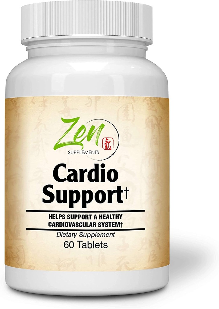 Zen Supplements - Cardio Support Plus Antioxidantien, L-Carnitin, L-Taurin, mit Coenzym Q10, Hawthorn, Horsechestnut, Cayenne, Grape Seed und Vitamin E, fördert ein gesundes Herz 60-Tabs