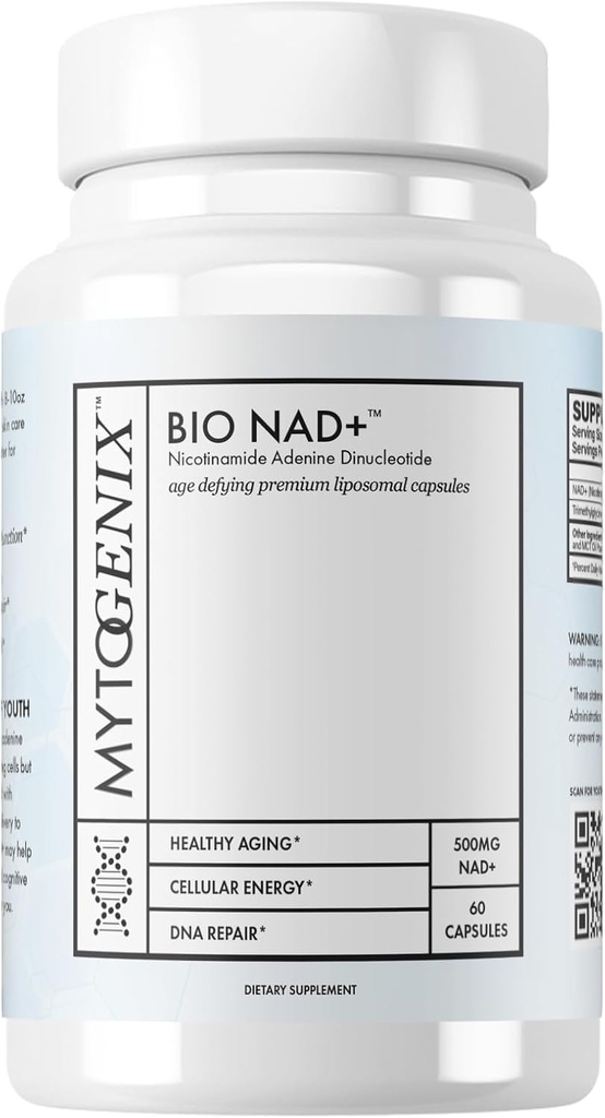 Pure NAD+ Kapseln - Nicotinamid Adenine Dinukleotid - NAD+ Supplement - 60 Kapseln pro Flasche- 500mg NAD+ pro Servieren - Promotes Anti-Aging - Cellular Health and Function - DNA Repair