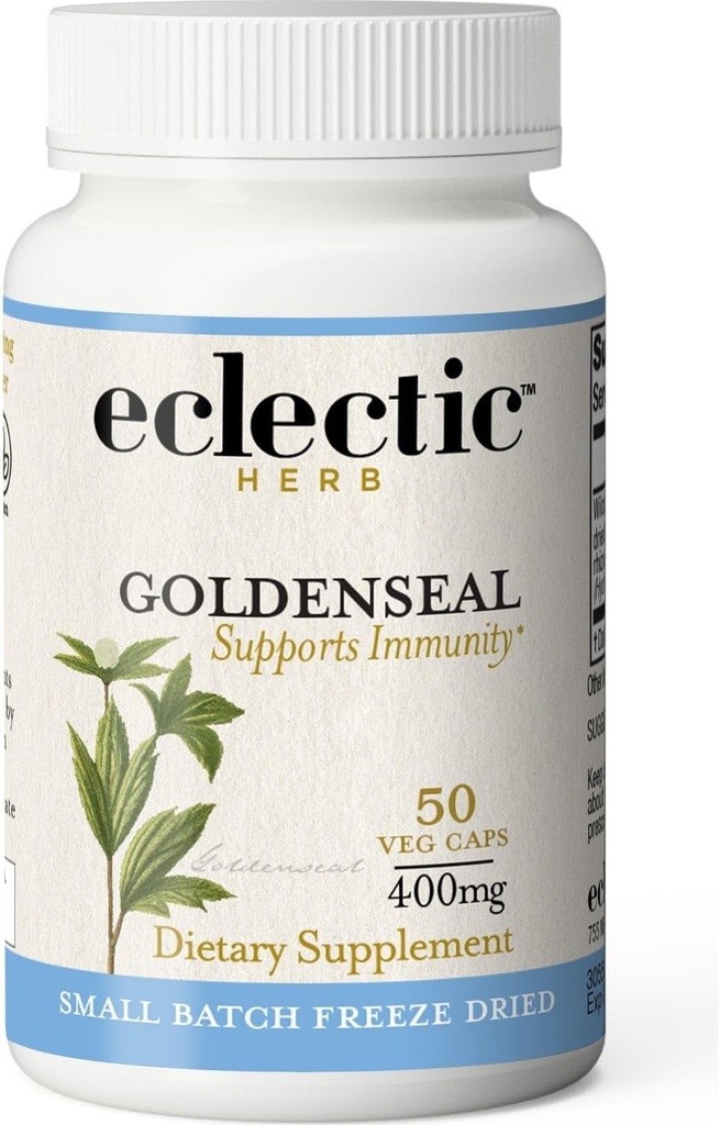 ECLECTIC INSTITUTE Raw Freeze-Dried Goldenseal Capsules | Unterstützt Immunfunktion | Unterstützt gesunde Sinuses | Unterstützt Schleimhautgesundheit | 50 CT (400mg)
